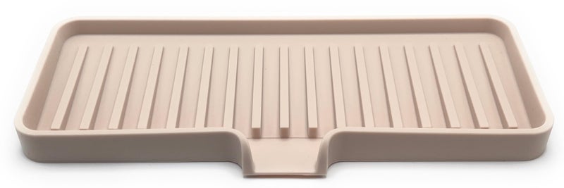 Happitasa Silicone Soap Dish Tray and Sponge Holder with Drain Chute | Bathroom and Kitchen Sink Organizer Caddy (Sand Dollar  9""x3.5""  5.6 Ounces) - Image 1